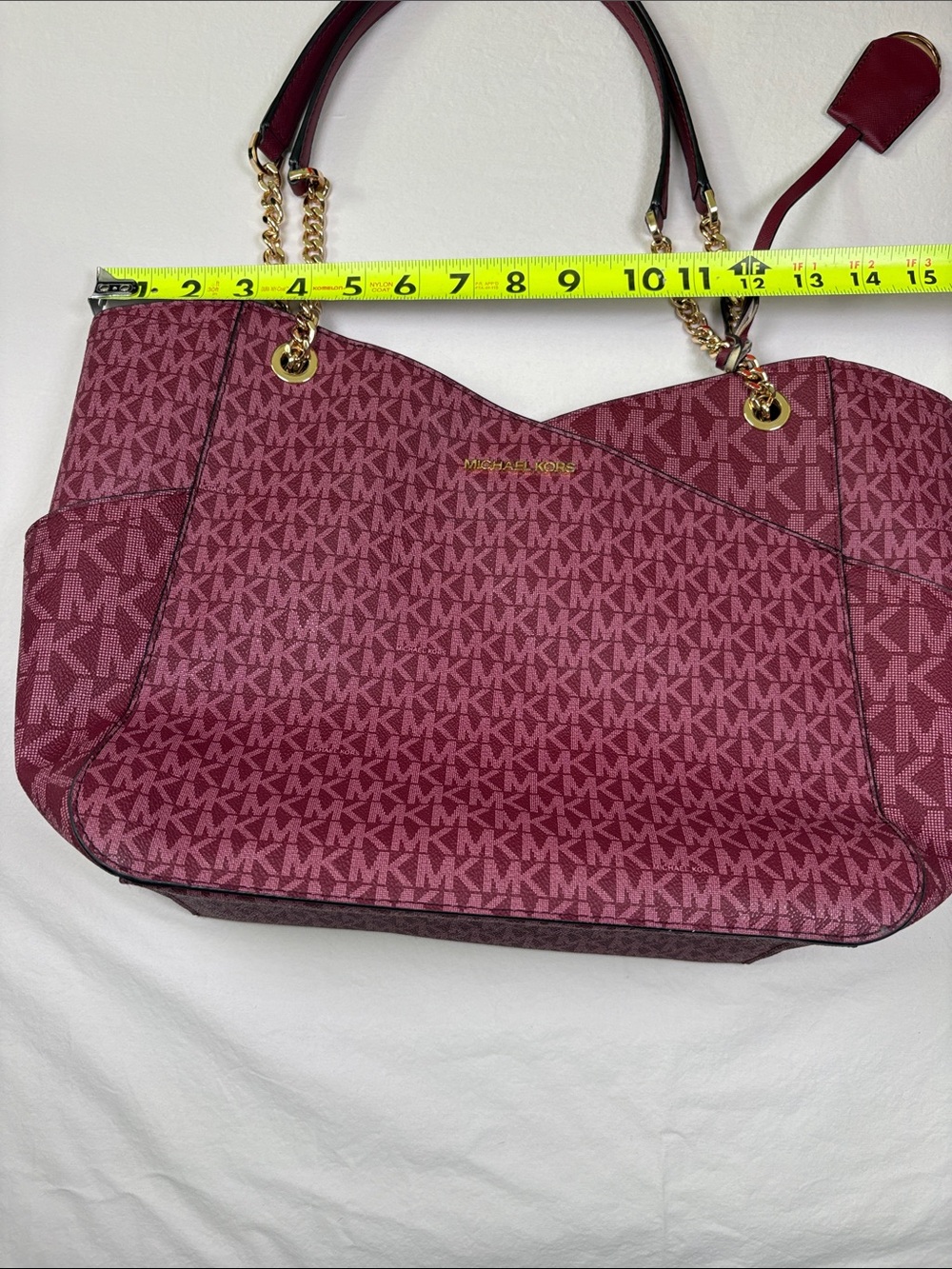 Michael Kors Burgundy MK Logo Chain-Handle Tote - Picture 7 of 7